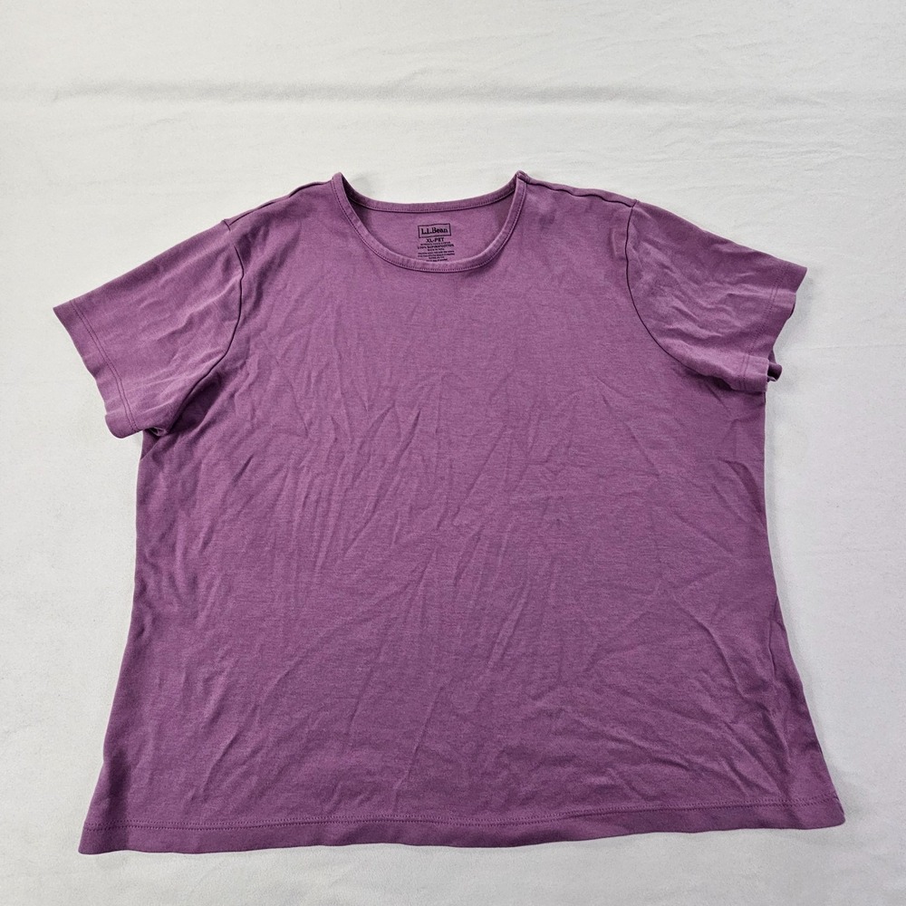 L.L. Bean Purple Short Sleeve Supima Cotton‎ T-Shirt Women's Petite XL